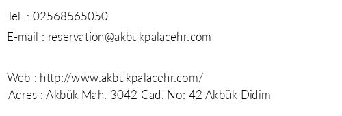 Akbk Palace Hotel telefon numaralar, faks, e-mail, posta adresi ve iletiim bilgileri